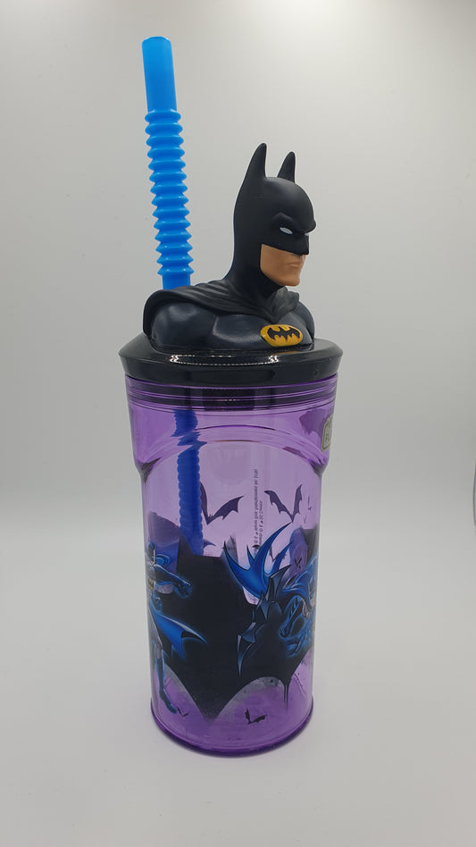 Verre 3D DC Comics,  tête Batman + paille