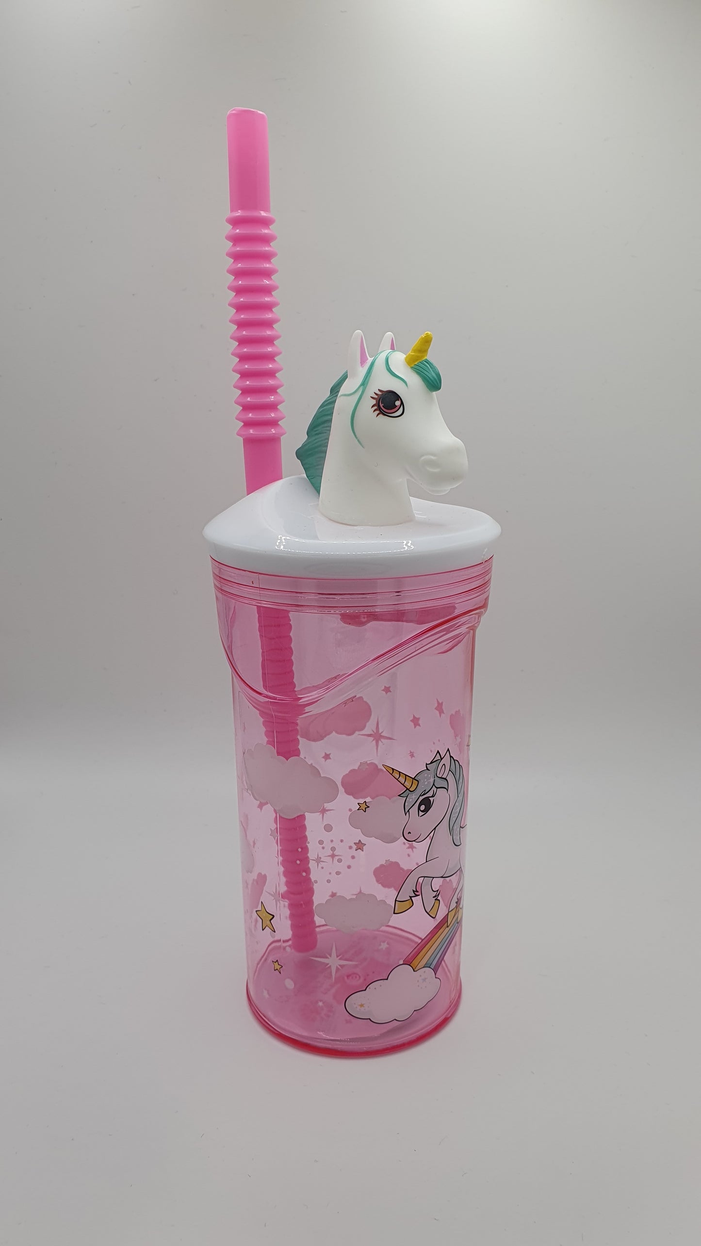 Verre 3D Licorne arc en ciel,  tête Licorne + paille