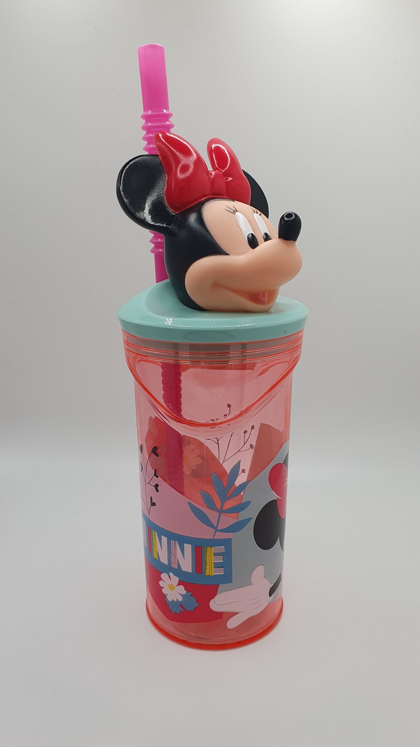 Verre 3D Disney,  tête Minnie + paille