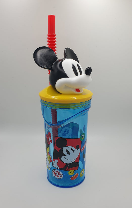 Verre 3D Disney,  tête Mickey + paille