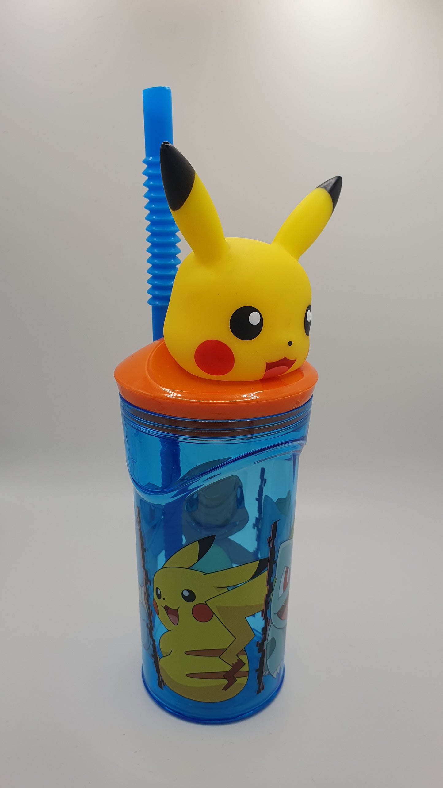 Verre 3D Pokemon,  tête Pikachu + paille