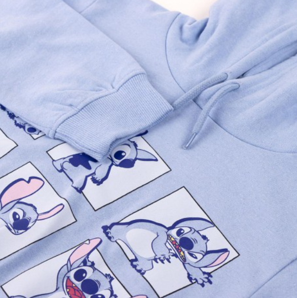 sweat shirt à capuche enfant disney stitch bleu