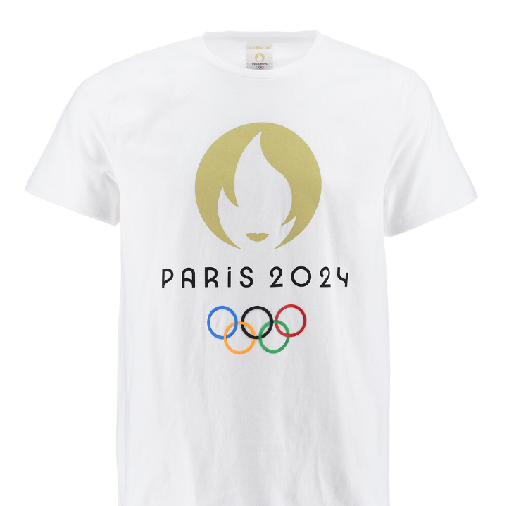 tee shirt adulte blanc en coton jeux olympiques de paris 2024