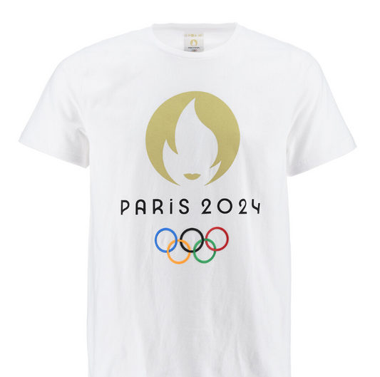 tee shirt adulte blanc en coton jeux olympiques de paris 2024