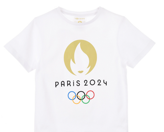 tee shirt enfant blanc coton jeux olympiques de paris 2024